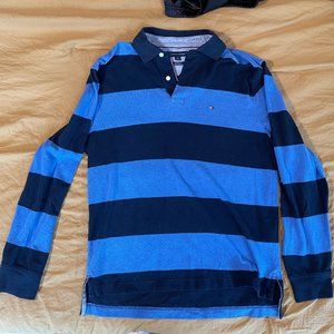 Tommy Hilfiger Black/Blue Striped Long Sleeve Shirt | Adult Medium